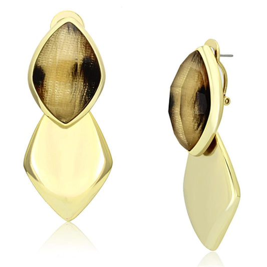 VL073 - IP Gold(Ion Plating) Brass Earrings with Synthetic Synthetic